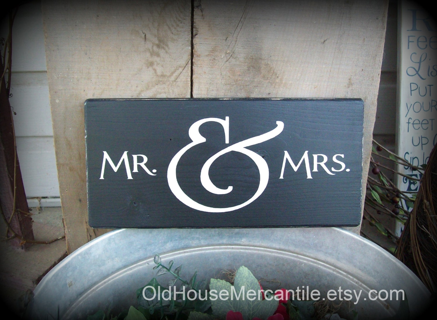 Mr. & Mrs.  -- Wedding -- Painted Wooden Sign
