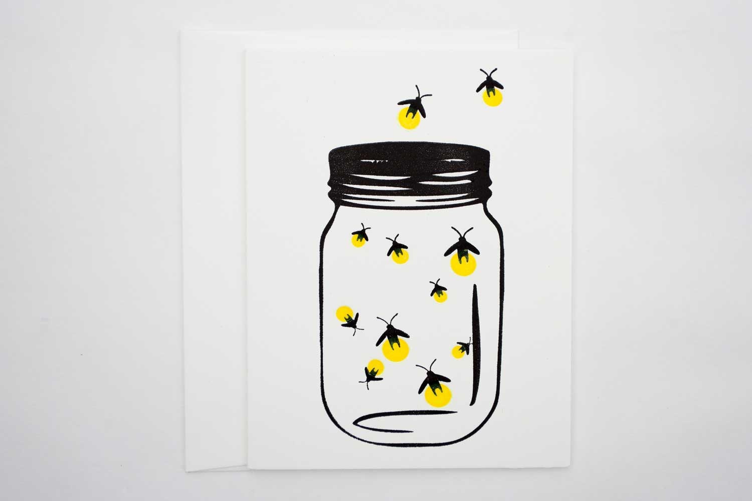 Glow in the Dark Letterpress card-Glowing Fireflies