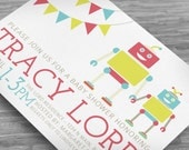 Robot Baby Shower Invitation - Custom Printable PDF