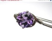 SPRING FLOWERS SALE Stunning Deep Purple Amethyst in Sterling Silver Ring Size 6