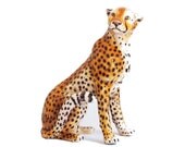 Vintage Italian - Glazed Ceramic Cheetah. 32" tall.