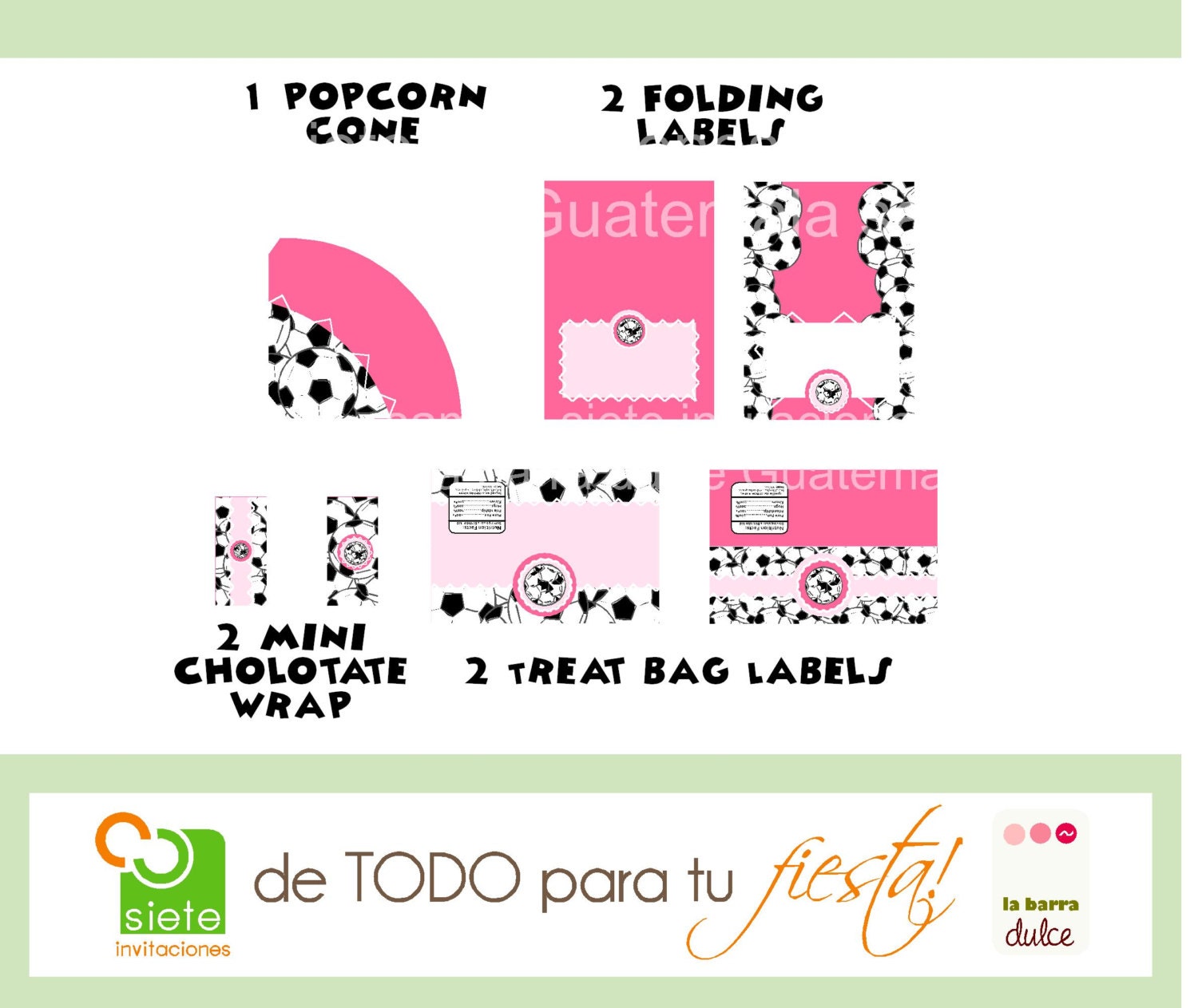 Soccer PARTY in your team colors : PARTY package kit 23 PRINTABLE futebol futbol