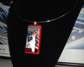 Vintage US Military Recruitment Poster Recycled Domino Sized Pendant Necklace With Swarovski Crystal