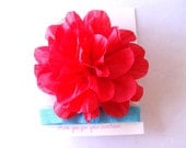 Coral Crinkled Flower Headband Set-  Flower and 2 Interchangeable Headbands