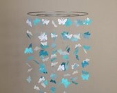 Butterfly baby mobile -Teal, Turquoise, Aqua and White colors 