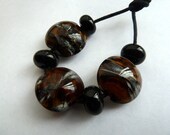 handmade lampwork glass beads, tiger lentils