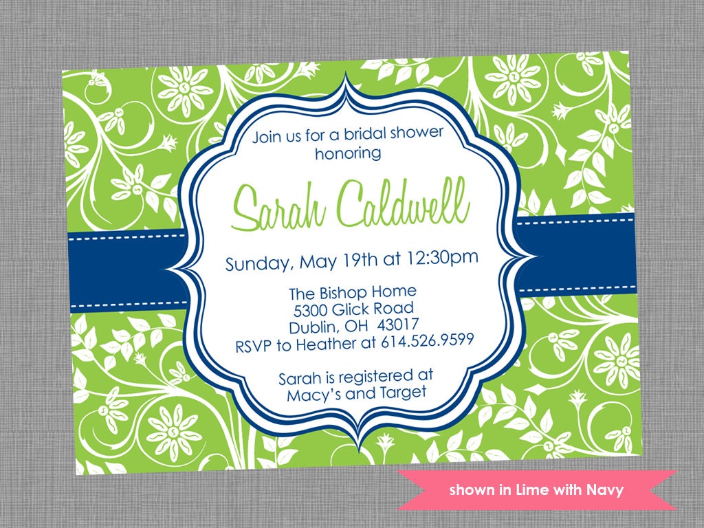 Printable Bridal Shower Invitation - Shower Themed Floral Invite - Colors and Text Customizable Il_170x135