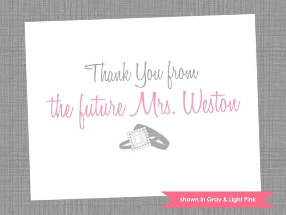 Bridal Shower Thank You Cards - Personalized Folded Note Cards - Colors and Text Customizable Il_570xn