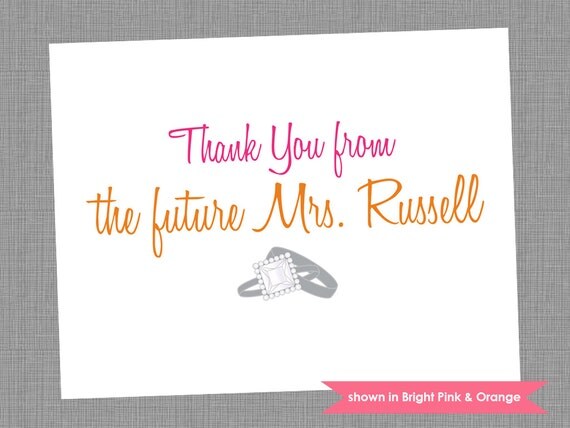 Bridal Shower Thank You Cards - Personalized Folded Note Cards - Colors and Text Customizable Il_570xn