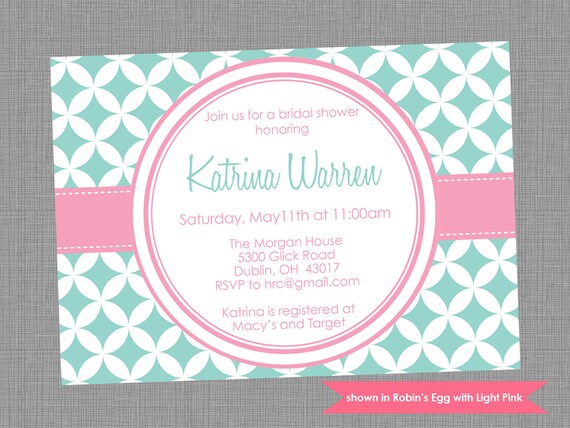 Printable Bridal Shower Invitation - Shower Themed Pixie Invite - Colors and Text Customizable Il_570xn