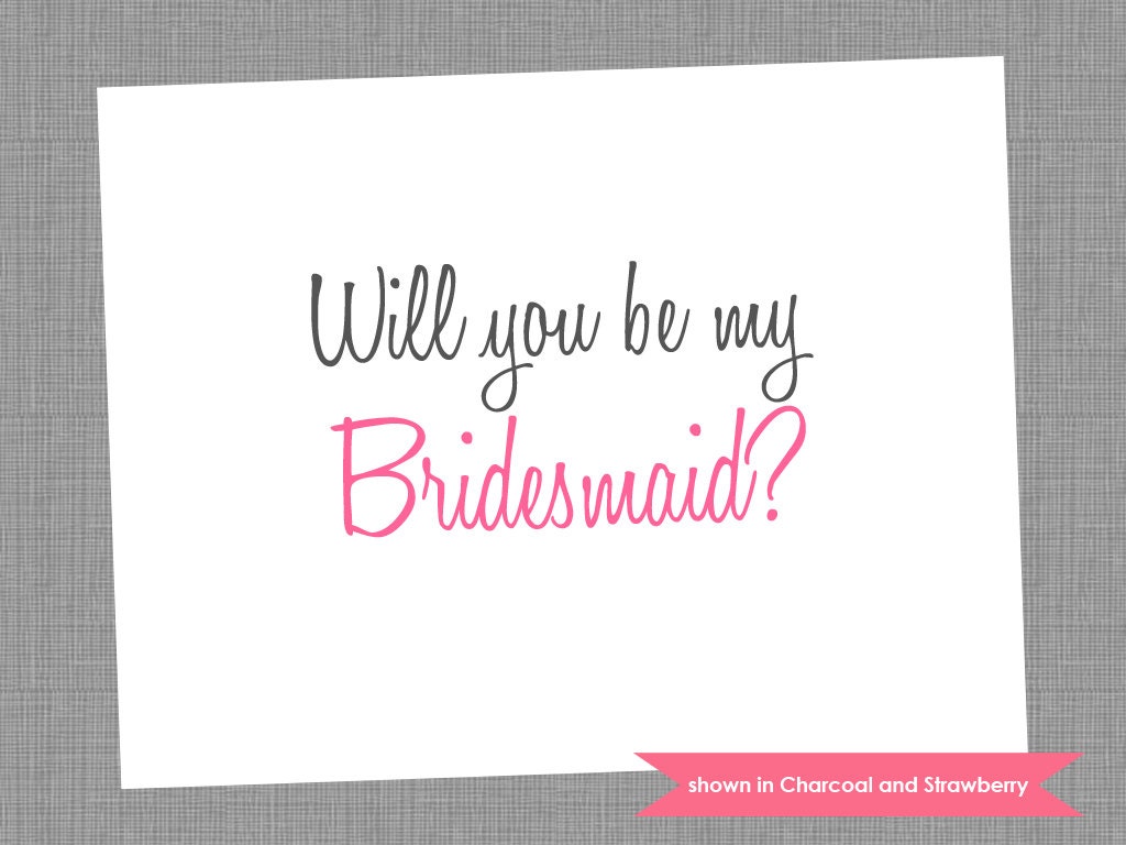 Will You Be My Bridesmaid Card - Personalized Folded Note Cards - Colors and Text Customizable (Set of 6) Il_570xn