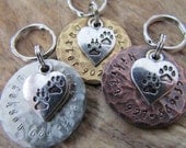 Pet Tags - Pet ID Tag - Dog Collar Tag with Heart and Paw Print Charm, Personalized