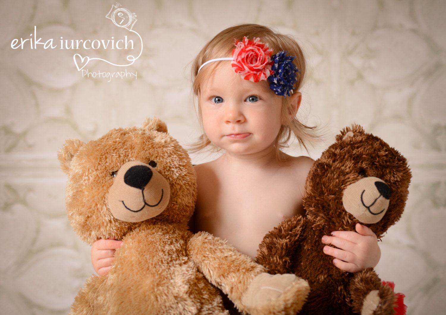 4th of July Headband, Stars and Stripes Flowers, Newborn Baby Photo Prop