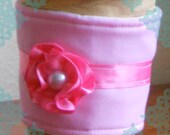 Fabric Coffee Sleeve- Reusable Coffee Cozy Ribbon Flower