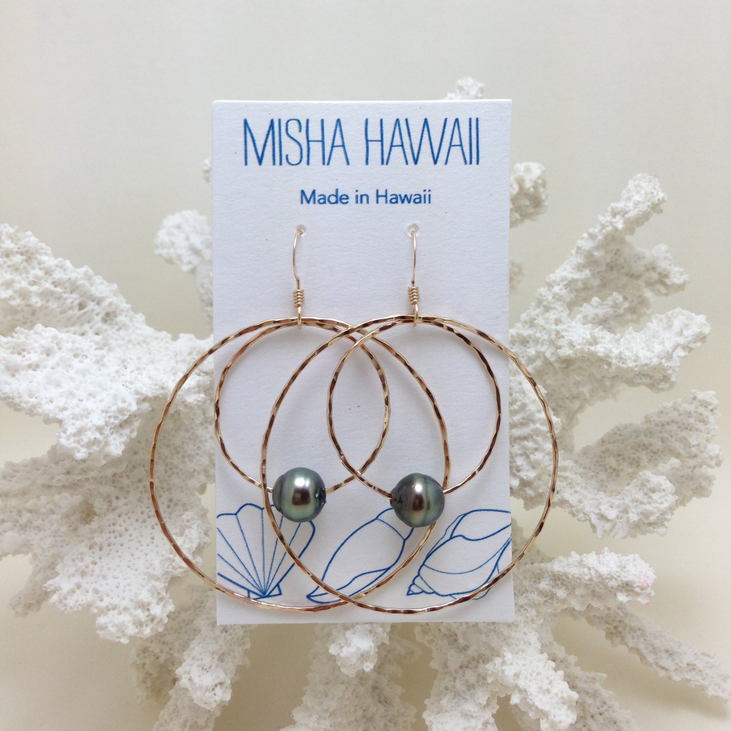 Moonrise Tahitian Pearl 14kt Gold Filled Hoop Earring
