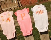 Baby Girl Spring Onesie Gift Set--Necklace, Initial, and Monogram Onesies