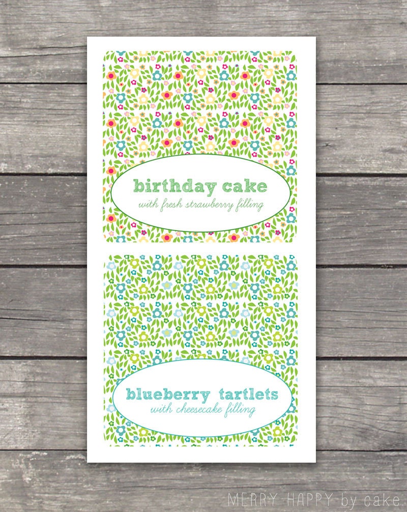 First Birthday Garden Party - Food Tags "ONE to Grow On"
