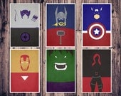 The Avengers Movie Posters // All Six Avengers // Movie Poster Prints // Marvel Comics // Minimalist