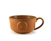 Mustache Mug: Brown Ceramic Soup Bowl, Cafe au Lait, Chili, Cereal, or lots of Coffee, Cup, Gift for Men by MiriHardyPottery