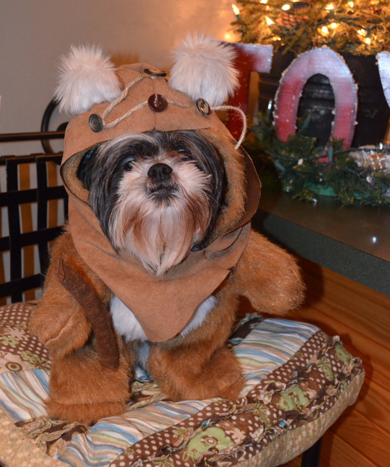 Hood/Fur Dog Halloween Costume Lighter Brown Size Medium