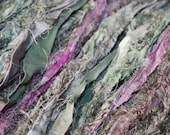 Recycled Silk Sari Ribbon - 10 yards of Hand Dyed Fiber in Dragon Scales