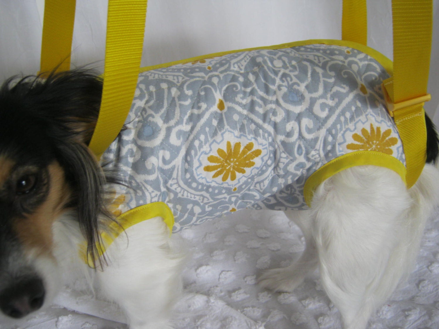 Puppy Purse in Dove Grey and Sunny Yellow SZ MeD