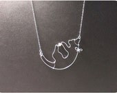 Cat Plays Ball - Sterling Silver Pendant Necklace w/Fresh Water Pearl, pearl necklace