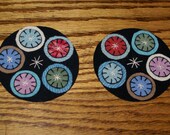 primitive folk art rustic coasters candle mat set of 2