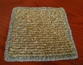 Pot Holder / Trivet 7.25" x 7.25" Soft Spring Colors Of Green And Blue Home Decor