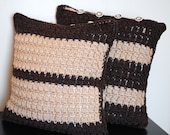 bark & sand crochet removable 14" pillow cover reversible pattern