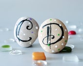 Any 2 Initial Letters with Magnets, Monograms, Beach Stones, Personal Gift Idea, Beach Pebbles by HappyEmotions