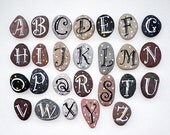 Alphabet Stones with Magnets, Gift Ideas, Sea Stones, Educational Toys, Rocks, Beach Pebbles by Happy Emotions,