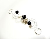 Wire Wrapped Ear Cuff with Lapis Lazuli- Wire Wrapped Handmade Jewelry Earrings Silver Plated Wire Wirework Stone Gemstone - Free Shipping
