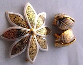 Damascene Brooch and Clip Earrings Spain