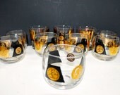 Vintage Roly Poly  Coin Gold Glasses  Gold Glasses  Mad Men Era