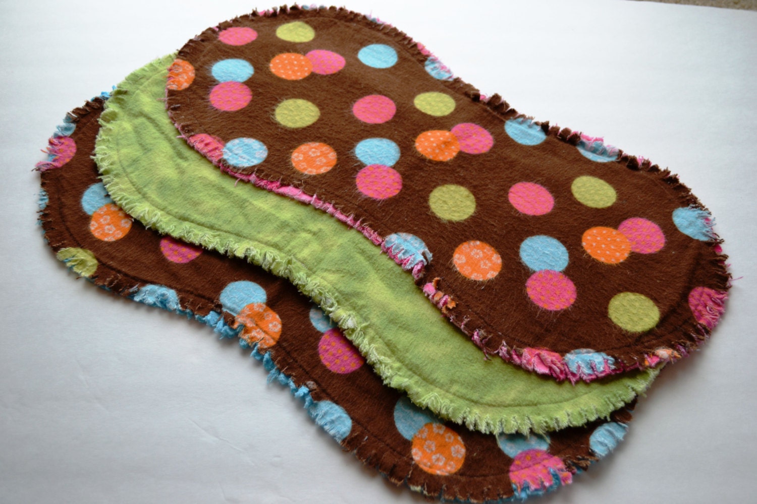 Burp cloths contoured, baby girl, ragged edges, burp rags, burpcloths, burprags, circles, spring,