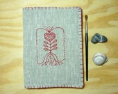 Artist journal - Linen hand embroidered removable cover