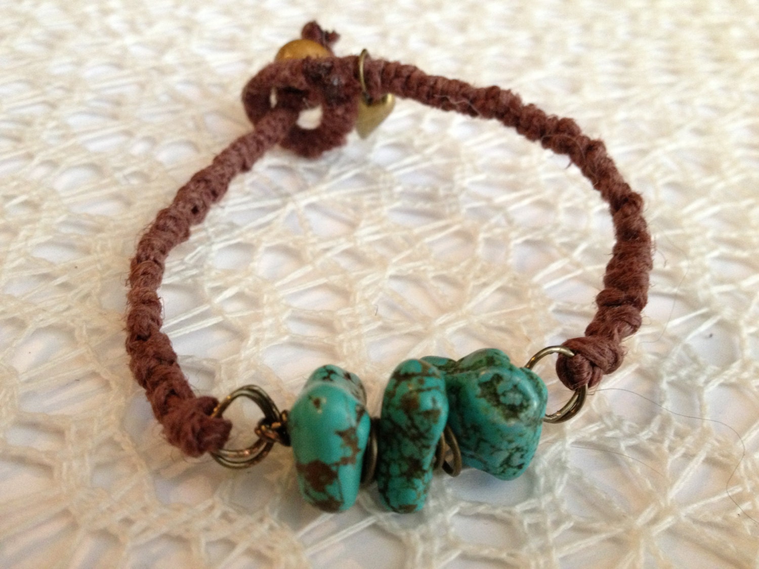 Turquoise hemp bracelet