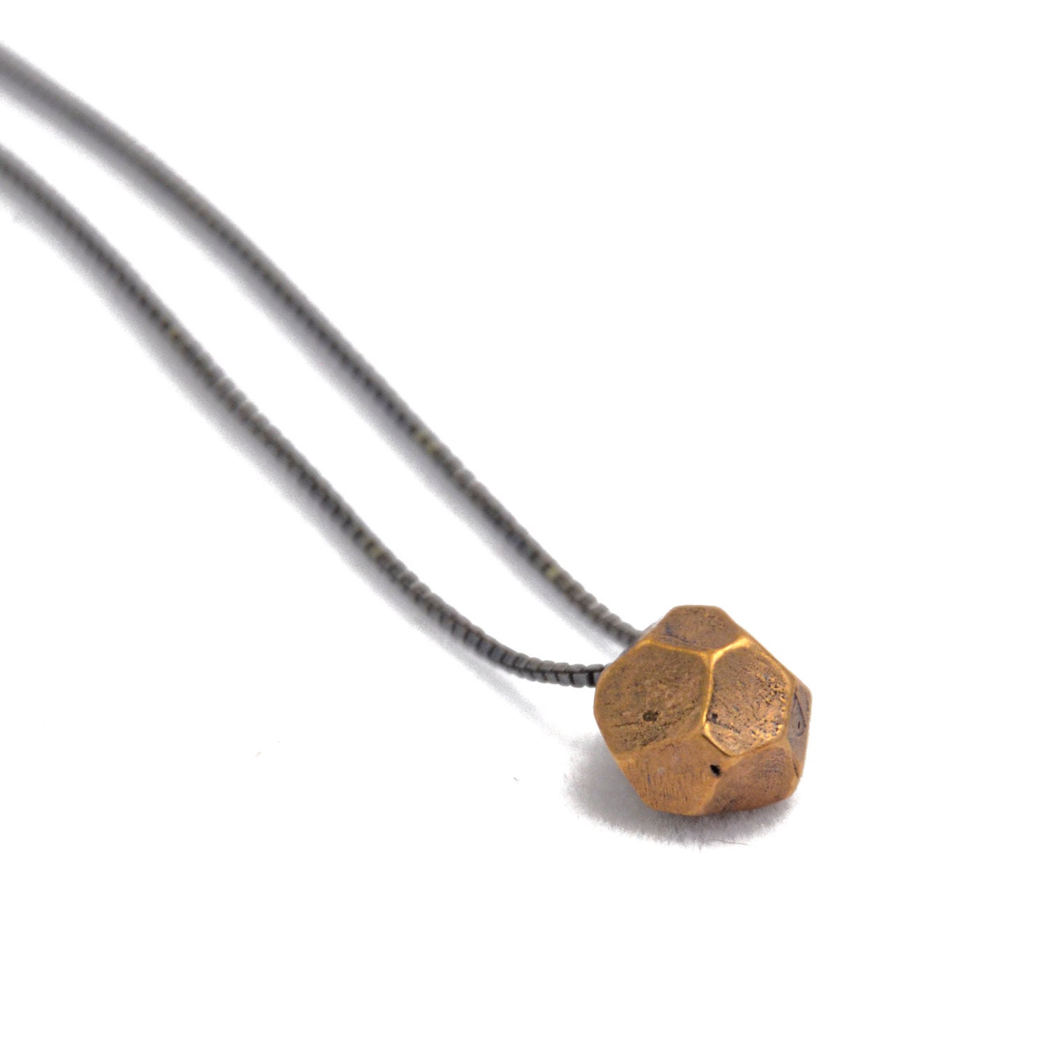 faceted necklace - bronze with oxidized silver chain