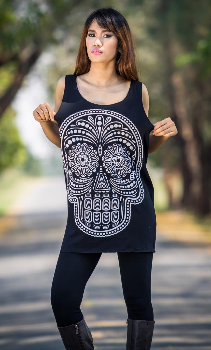 Skull Tank Top - Women t- Shirt tank top tunic vest sleevess shirt women tee men shirt unisex size  M L