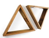 Troika Mirror // Reclaimed Wood Shelf // Triangle Shadowbox // Geometric Frame // Rustic Barn Wood