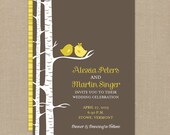 Wedding Invitation and RSVP Card (For the Birds) - Digital Files or Deposit on Printing (Customizable Love Birds Design)