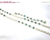 Swarovski Green Crystal Pearl Necklace Bracelet 1980s Vintage Jewelry