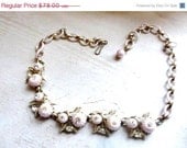 Art Deco Celluloid Rhinestone Necklace 1940s Vintage Jewelry