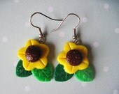 Sunflower Earrings Polymer Clay Jewelry