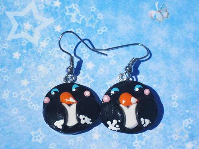 Penguin Earrings-Polymer Clay Jewelry