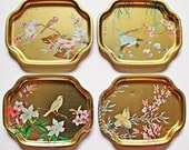 Elite Trays Lot of 6 Vintage Bird Design / Oriental Tins - Made in England