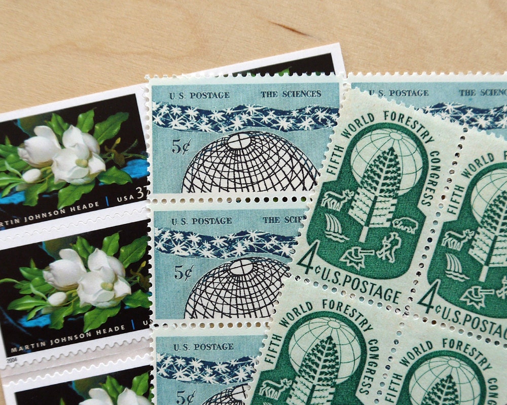 Vintage unused - Natural Science - postage stamps to post 20 letters - or use in scrapbooking and crafts