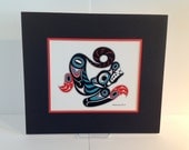 Matted 13 X 15 Wolf Print - Pacific Northwest Native American