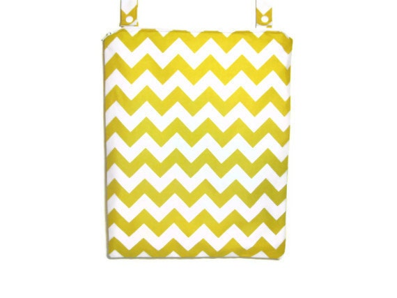 Yellow chevron hanging wet bag waterproof kitchen nursery wetbag zipper or flap